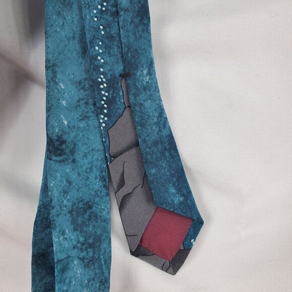 World Wildlife Fund Men's Blue Designer Tie Silk Humpback Whale Print (C-6) - Picture 5 of 10